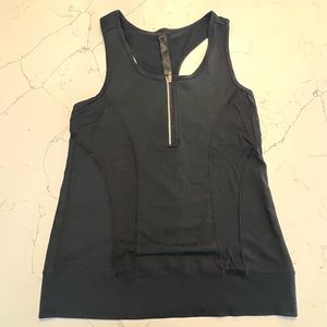 Black Mesh Zip Up Workout Tank Top